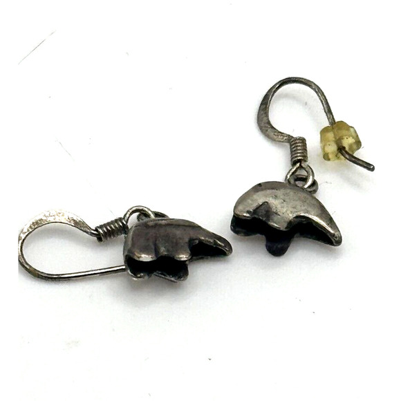 Earrings Bear Fetish Vintage Three Dimensional Sterling Silver 925 for Women - Picture 5 of 6
